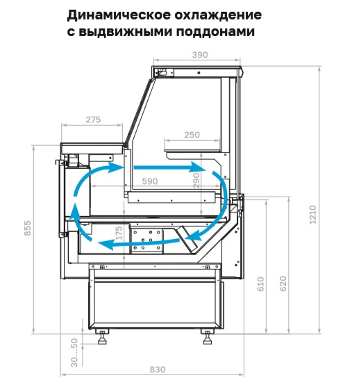 Холодильная витрина Carboma GC85 VM 1,5-1 выдвижные поддоны с боковинами
