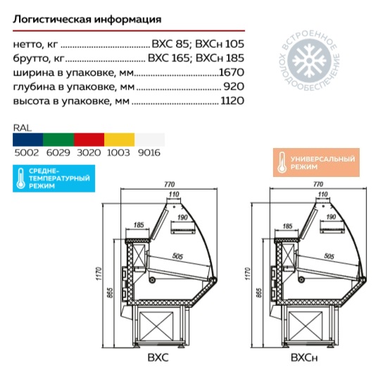 Холодильная витрина Нова ВХСн-1,5
