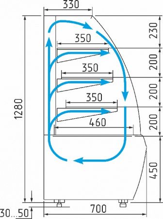 Витрина холодильная кондитерская K70 VV 1,3-1 STANDARD (ВХСв - 1,3д Carboma Люкс)
