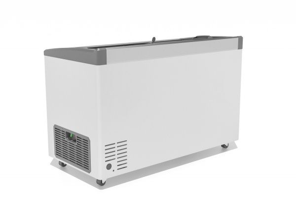 Ларь морозильный Gellar FG 400 E (FG400E) серый с изогнутым стеклом