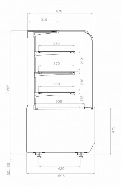 Витрина нейтральная Carboma KR70 N 0,9-1 LIGHT (9005-0109)