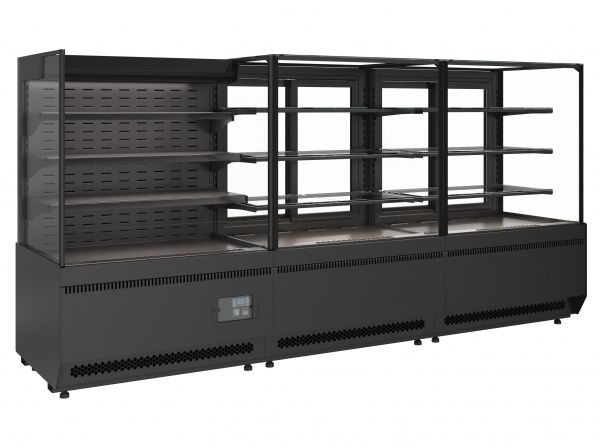Витрина холодильная кондитерская KC70 VM 0,9-2 STANDARD открытая, горка ПРЯМАЯ БОКОВИНА (версия 2.0) (9005-0109)