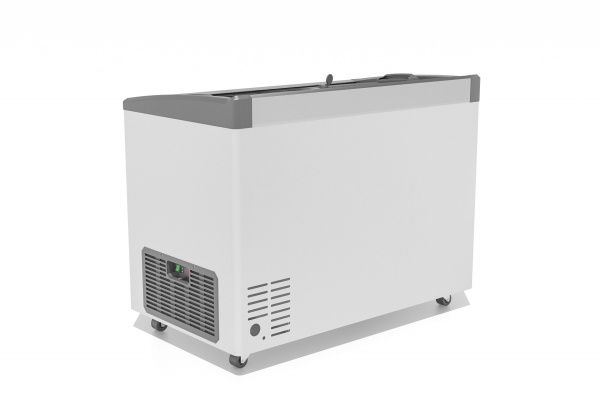 Ларь морозильный Gellar FG 350 E (FG350E) серый с изогнутым стеклом