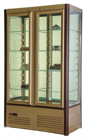 Кондитерский шкаф D4 VM 800-1 (R800C Люкс коричнево-золотой, 1/2, INOX)