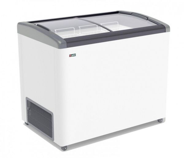 Ларь морозильный Gellar FG 375 E (FG375E) серый с изогнутым стеклом