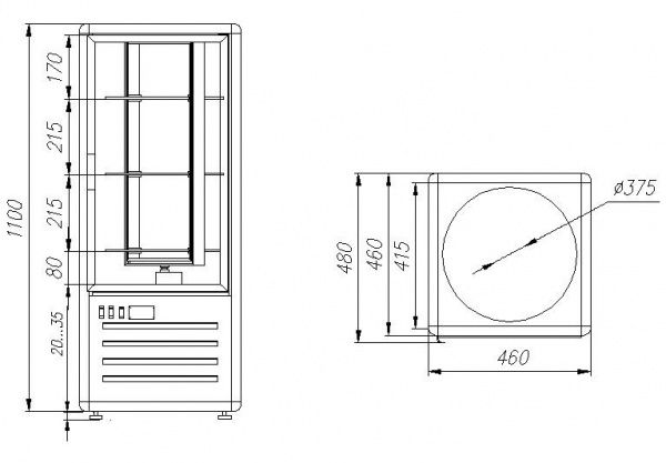 Кондитерский шкаф D4 VM 120-2 (R120Cвр Люкс коричнево-золотой, 1/2, INOX)