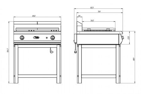 Поверхность жарочная газовая Grill Master Ф2ПЖГ/800 (на подставке) 50008