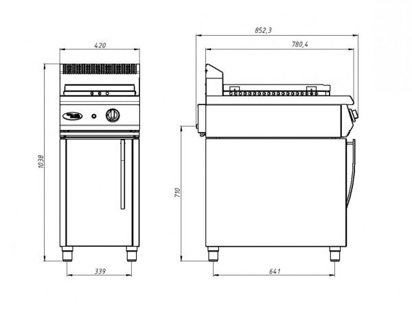 Поверхность жарочная газовая Grill Master Ф1ПЖГ/800 гладкая (закрытый стенд) 50066