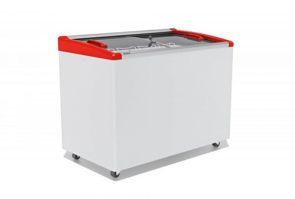 Ларь морозильный Gellar FG 350 E (FG350E) красный с изогнутым стеклом