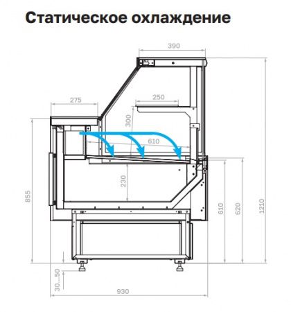 Холодильная витрина Carboma GC95 SM 1,5-1 без боковин (версия 2.0)