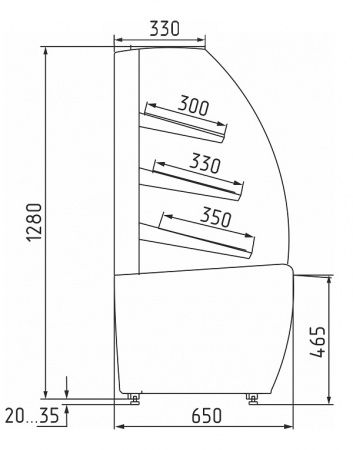 Витрина Carboma K70 N 1,3-2 LIGHT (Хлебная 1,3 Carboma без стекла )