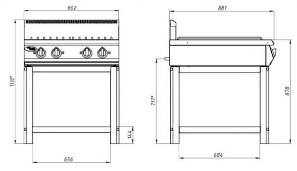 Плита газовая Grill Master Ф4ПГ/900 на подставке четырёхгорелочная (50029)