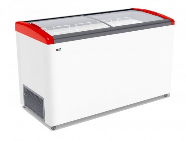 Ларь морозильный Gellar FG 575 E (FG575E) красный с изогнутым стеклом