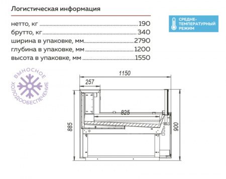 Холодильная витрина Валенсия ВХСло-2,5 "рыба на льду" открытая