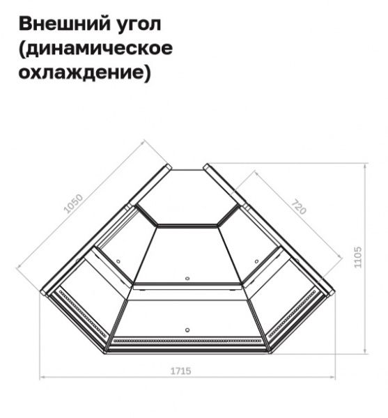 Холодильная витрина GC111 VM-5 динамика угол внешний 90 (газлифт, без боковин)