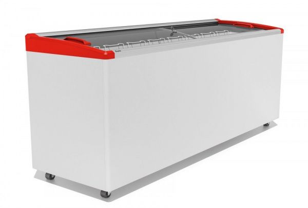 Ларь морозильный универсальный Gellar UG 700 E (FG700E) красный с изогнутым стеклом