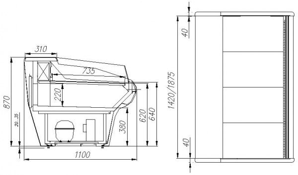 Холодильная витрина G110 VM 1,25-2 (откр.)