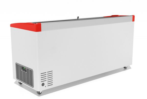 Ларь морозильный Gellar FG 600 E (FG600E) красный с изогнутым стеклом