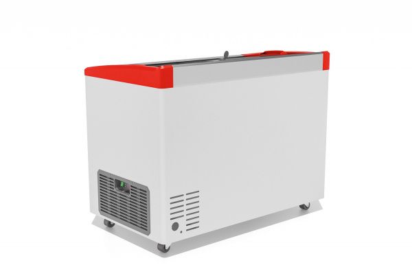 Ларь морозильный Gellar FG 350 E (FG350E) красный с изогнутым стеклом