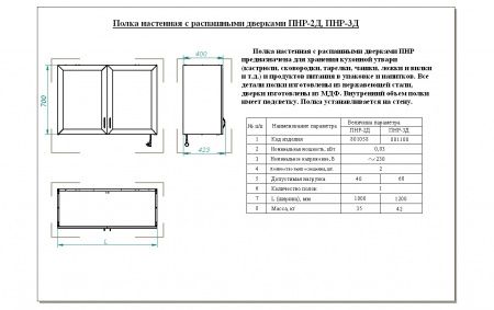 Полка настенная распашная Abat ПНР-2Д