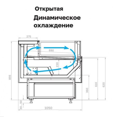 Холодильная витрина GC111 VM 1,5-2 динамика открытая (без боковин)