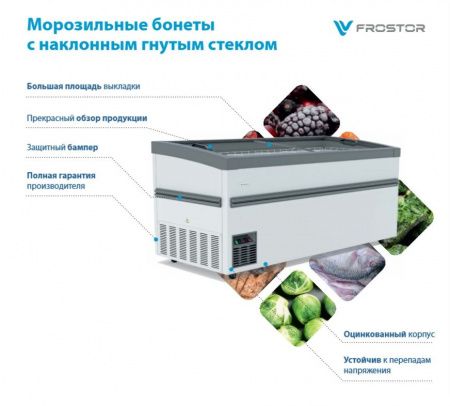Бонета морозильная Frostor F 2500 BE (F2500BE) серая с гнутым стеклом