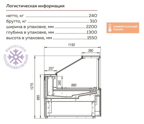 Холодильная витрина Валенсия ВХСн-1,875