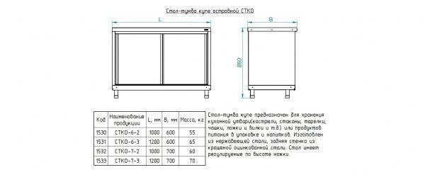 Стол-тумба купе островная Abat СТКО-7-2