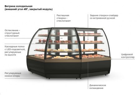 Витрина нейтральная Carboma K70 N 1,3-1 LIGHT (версия 2.0) (9005-0109)