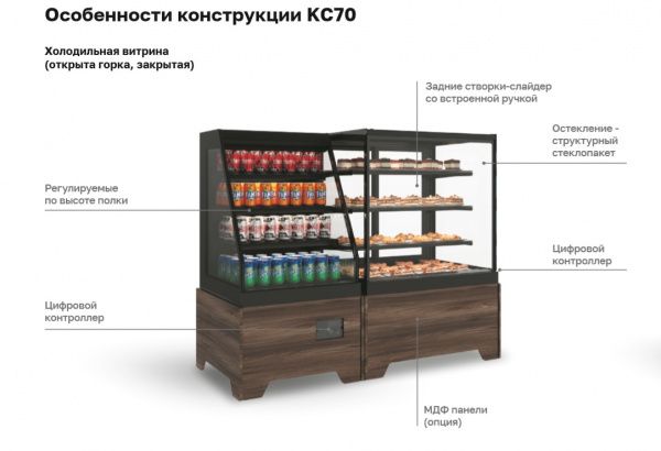 Витрина холодильная кондитерская KC70 VM 1,3-2 STANDARD открытая, горка без боковин (версия 2.0) (9005-0109)