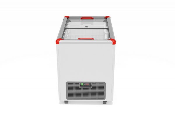 Ларь морозильный Gellar FG 350 C (FG350C) красный с прямым стеклом