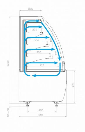 Витрина холодильная кондитерская Carboma K70 VM 0,6-2 STANDARD открытая, горка (версия 2.0) (9005-0109)