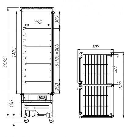 Кондитерский шкаф D4 VM 800-1 (R800C Люкс коричнево-золотой, 1/2, INOX)
