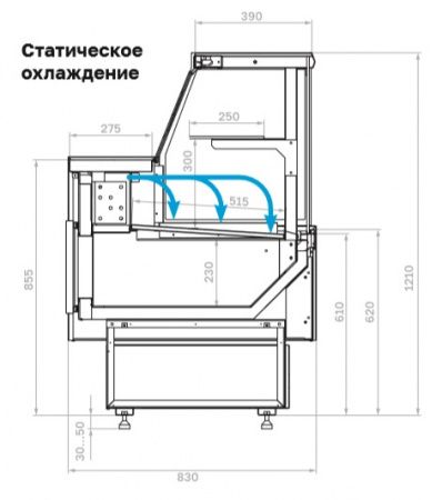 Холодильная витрина Carboma GC85 SM 1,25-1 с боковинами