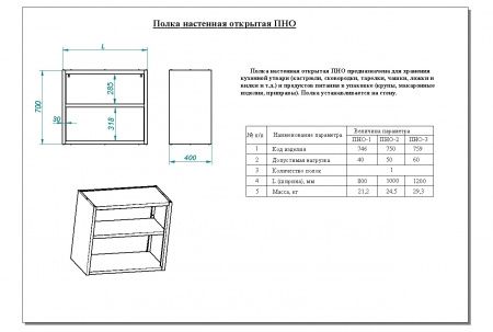 Полка настенная открытая Abat ПНО-1