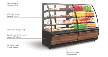 Витрина холодильная кондитерская K70 VV 1,3-1 STANDARD (ВХСв - 1,3д Carboma Люкс)