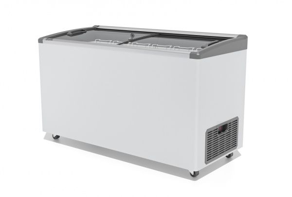 Ларь морозильный Gellar FG 500 E (FG500E) серый с изогнутым стеклом
