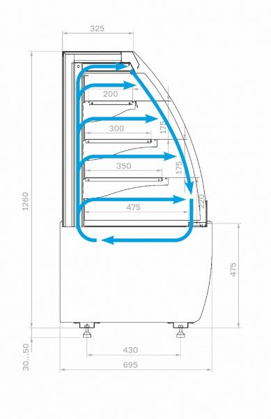 Витрина холодильная кондитерская Carboma K70 VM 1,3-2 STANDARD открытая, горка (версия 2.0) (9005-0109)