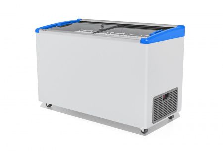 Ларь морозильный Gellar FG 400 E (FG400E) синий с изогнутым стеклом