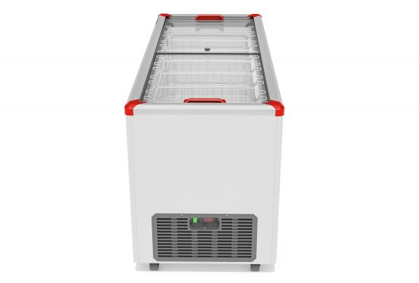 Ларь морозильный Gellar FG 600 C (FG600C) красный с прямым стеклом