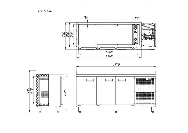 Стол холодильный Аркто СХН-3-70